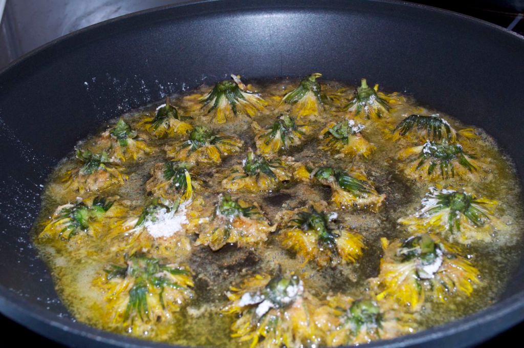 11 - Fry the flowers until golden brown (2-3 minutes)