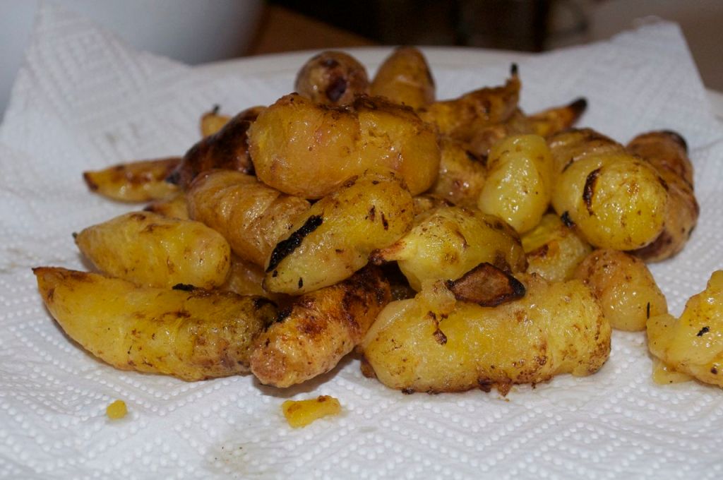 Oca tossed in oil and baked for about 20 minutes...delicious!